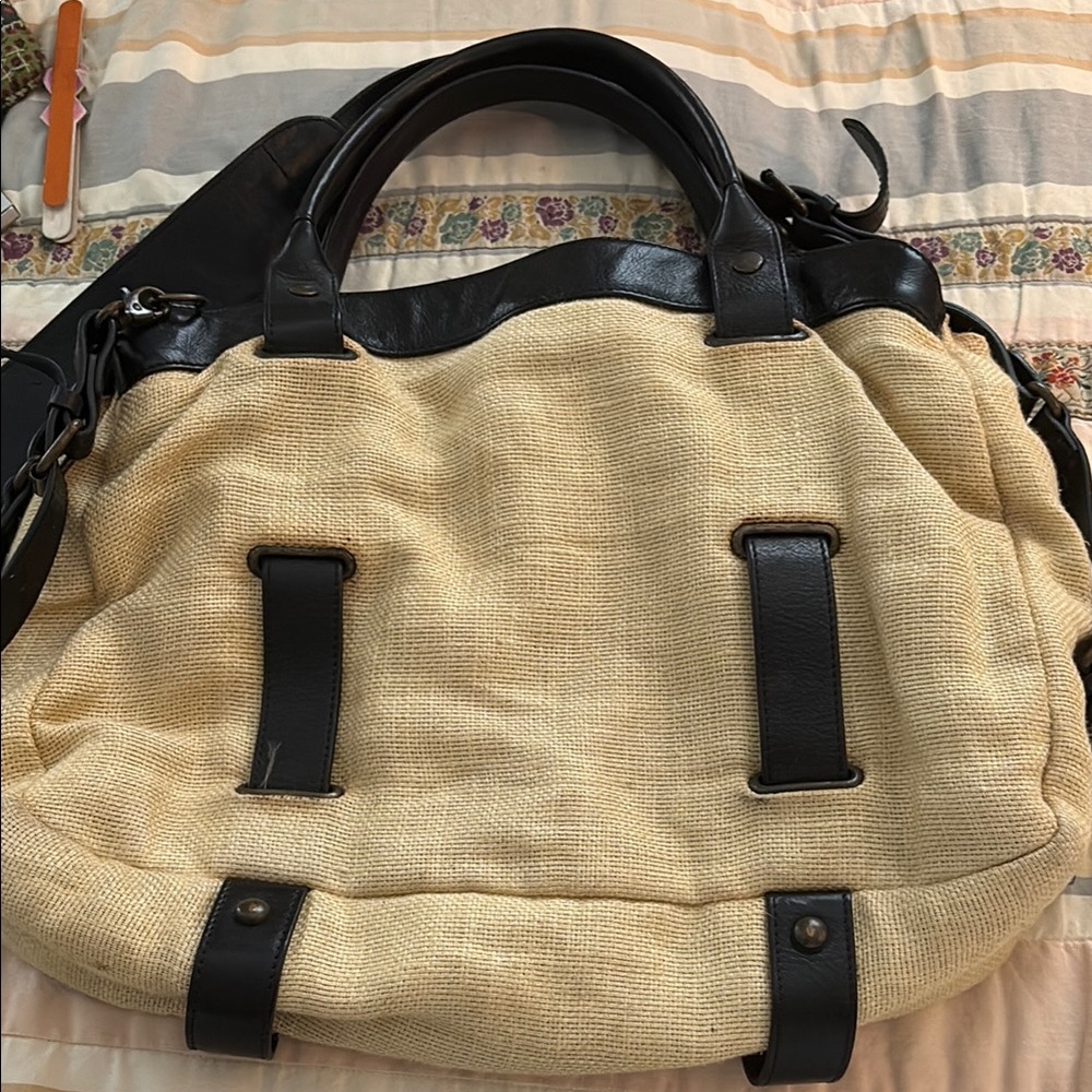 Theory Black and Beige Leather Handbag